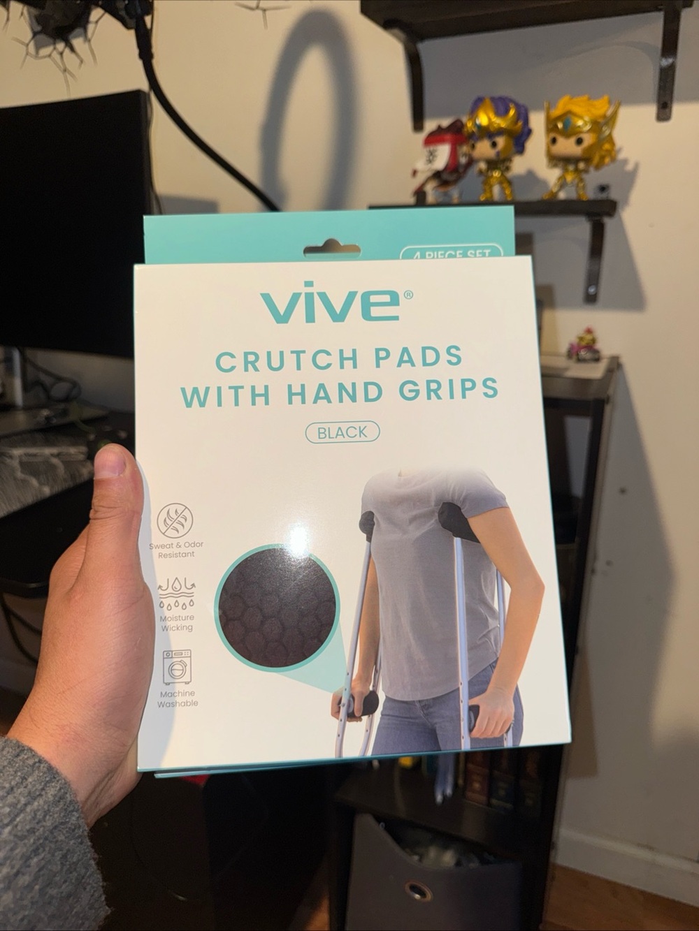 Vive Black Crutch Pads with Hand Grips